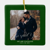Eerste kerst verloofde paar aangepaste foto keramisch ornament (Voorkant)