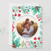 Eerste kerst verloofde paar foto Waterverf Feestdagenkaart (Voorkant)