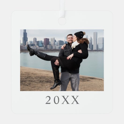 Eerste kerst verloofde script aangepaste foto metalen ornament (Achterkant)