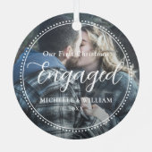 Eerste kerst verloofde script overlay foto metalen ornament (Achterkant)