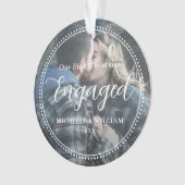 Eerste kerst verloofde script overlay foto ornament (voorkant)