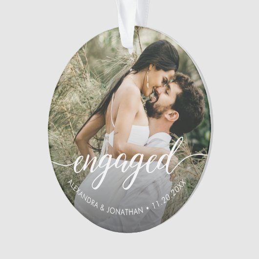 Eerste kerst verloofde witte overlay aangepaste fo ornament (voorkant)