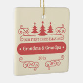 Eerste kerst vierkant kerstboomornament voor groot keramisch ornament (Rechts)