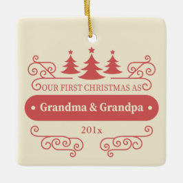 Eerste kerst vierkant kerstboomornament voor groot keramisch ornament