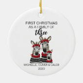 Eerste kerst vos familie van drie keramisch ornament (Achterkant)