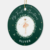 Eerste Kerst waterverf ballerina groen Keramisch Ornament (Links)
