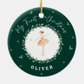 Eerste Kerst waterverf ballerina groen Keramisch Ornament (Achterkant)