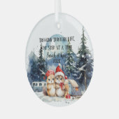 Eerste Kerst Waterverf Camping Passen getrouwd Glas Ornament (Voorkant links)