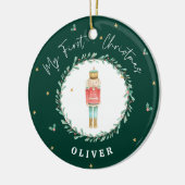 Eerste Kerst waterverf notenkraker groen Keramisch Ornament (Links)