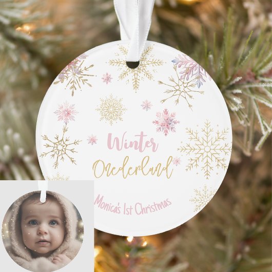 Eerste kerst winter sneeuwvlokken Acryl Ornament