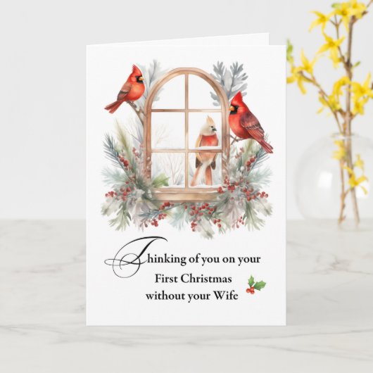 Eerste kerst zonder je vrouw Kardinaal Vogels Kaart (Gele Bloem)
