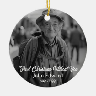 Eerste kerst zonder jou herdenkingsfoto keramisch ornament