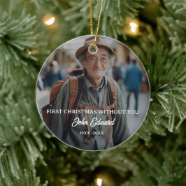 Eerste kerst zonder jou herdenkingsfoto keramisch ornament