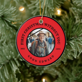 Eerste kerst zonder jou herdenkingsfoto kunst keramisch ornament
