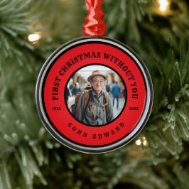 Eerste kerst zonder jou herdenkingsfoto kunst metalen ornament