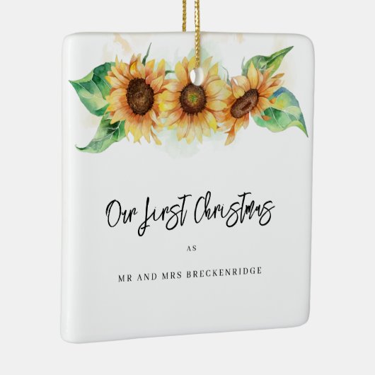 Eerste kerst Zonnebloem Dank u Keramisch Ornament (Rechts)