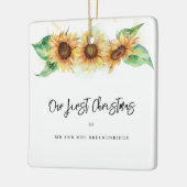 Eerste kerst Zonnebloem Dank u Keramisch Ornament (Links)