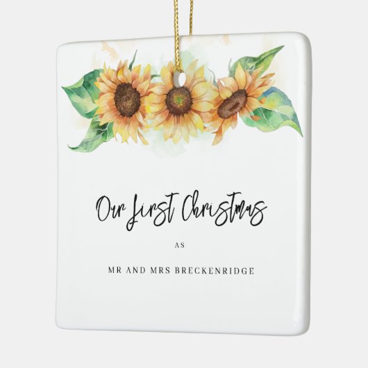 Eerste kerst Zonnebloem Dank u Keramisch Ornament (Links)