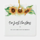 Eerste kerst Zonnebloem Dank u Keramisch Ornament (Voorkant)