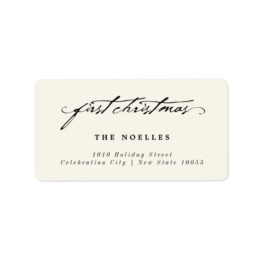 Eerste kerstadres van handschrift Baby Etiket (Voorkant)