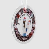 Eerste kerstalleenstaande moeder Santa hat PHOTO O Ornament (voorkant)