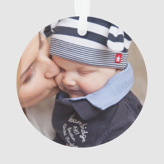 Eerste kerstalleenstaande moeder Santa hat PHOTO O Ornament (achterkant)