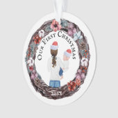 Eerste kerstalleenstaande moeder Santa hat PHOTO O Ornament (voorkant)