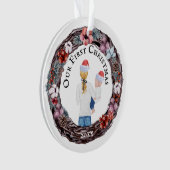 Eerste Kerstalleenstaande moeder Santa hat PHOTO Ornament (voorkant)