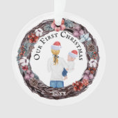 Eerste Kerstalleenstaande moeder Santa hat PHOTO Ornament (voorkant)