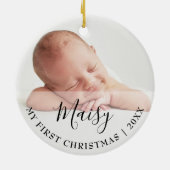 Eerste kerstbaby 2 foto script naam keramisch ornament (Achterkant)