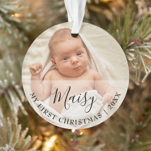 Eerste kerstbaby 2 foto script naam ornament (Boom)