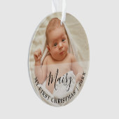 Eerste kerstbaby 2 foto script naam ornament (voorkant)