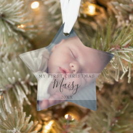 Eerste kerstbaby 2 foto scriptnaam ornament