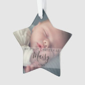 Eerste kerstbaby 2 foto scriptnaam ornament (voorkant)
