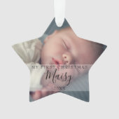 Eerste kerstbaby 2 foto scriptnaam ornament (voorkant)