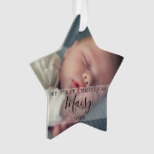 Eerste kerstbaby 2 foto scriptnaam ornament (voorkant)