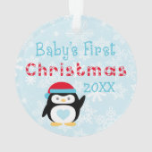 Eerste kerstbaby Boy Snowman Aangepaste Foto Ornament (achterkant)