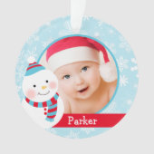 Eerste kerstbaby Boy Snowman Aangepaste Foto Ornament (voorkant)