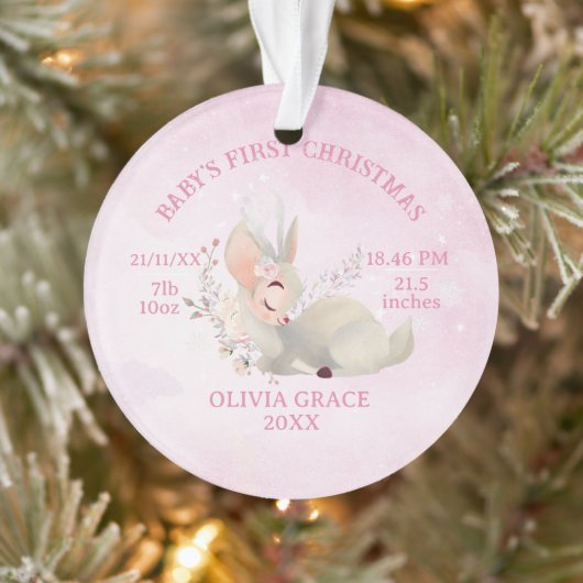 Eerste kerstbaby details hert Metaal Ornament (Boom)