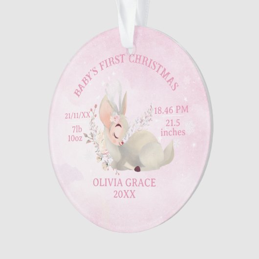 Eerste kerstbaby details hert Metaal Ornament (voorkant)
