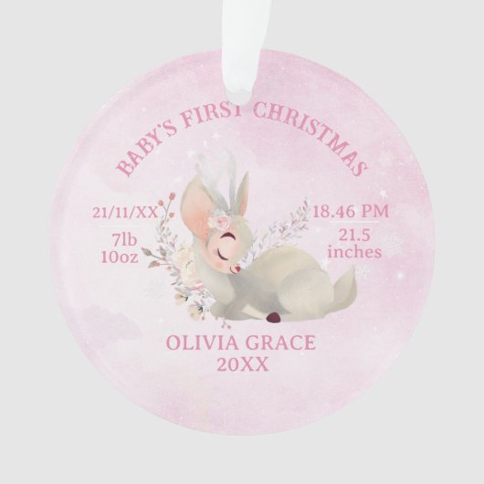Eerste kerstbaby details hert Metaal Ornament (voorkant)