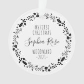 Eerste kerstBaby Foto zwart White Ornament (voorkant)