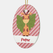 Eerste kerstBaby Giraffe Aangepast Keramisch Ornament (Links)