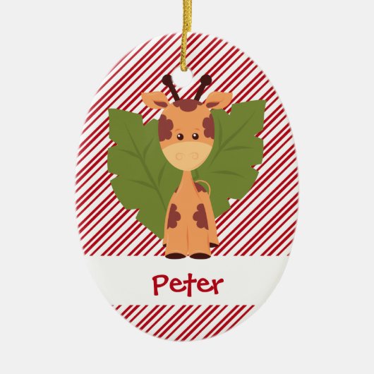 Eerste kerstBaby Giraffe Aangepast Keramisch Ornament (Voorkant)