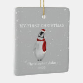 Eerste kerstBaby Penguin Gray Snow Keramisch Ornament (Rechts)
