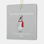 Eerste kerstBaby Penguin Gray Snow Keramisch Ornament (Links)