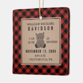 Eerste kerstBaby — Rood speldenBeer Keramisch Ornament (Links)