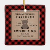 Eerste kerstBaby — Rood speldenBeer Keramisch Ornament (Voorkant)