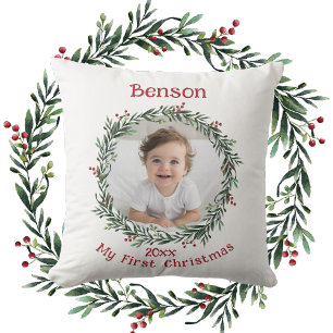 Eerste Kerstbaby's Fotoherinnering Kussen