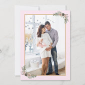 Eerste kerstbevalling Meisje Roze Moderne Floral F Kaart (Voorkant)